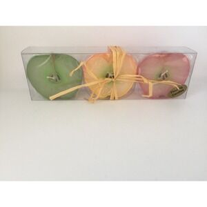 New Set Of 3 Fall Floating‎ Half Apple Wax Candles, NOS, Great For Fall Decor